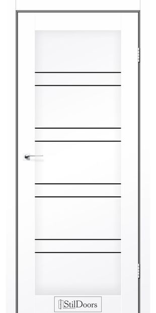 Межкомнатные двери Анталия с черным стеклом antalia-bilij-matovij-z-cornim-sklom