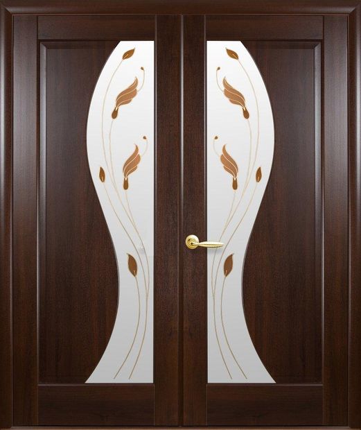 Двери двустворчатые Эскада каштан делюкс со стеклом Р1 dveri-dvustvorchatye-jeskada-kashtan-deljuks-so-steklom-r1
