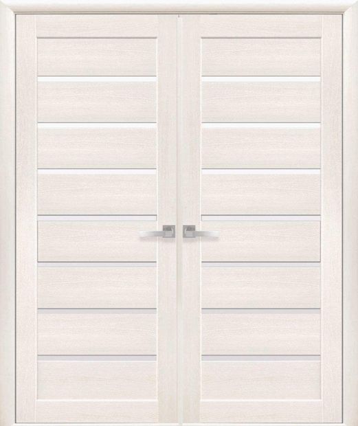 Двери двустворчатые Леона дуб жемчужный стекло Сатин dveri-dvustvorchatye-leona-dub-zhemchuzhnyj-steklo-satin