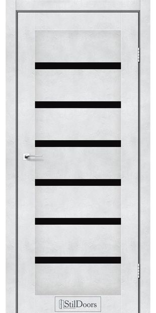 Межкомнатные двери Флорида с черным стеклом florida-svitlij-beton-z-cornim-sklom