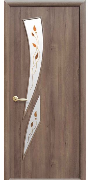 Межкомнатные двери Камея со стеклом сатин и рисунком Р1 kamea-16