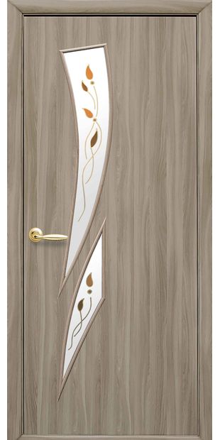 Межкомнатные двери Камея со стеклом сатин и рисунком Р1 kamea-32