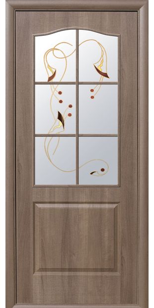 Межкомнатные двери Классик со стеклом сатин и рисунком klassik-17
