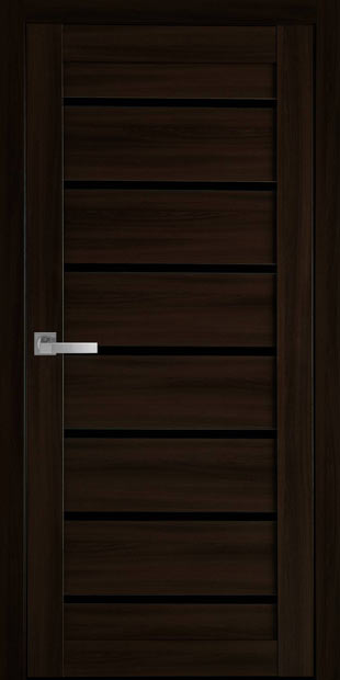 Межкомнатные двери Леона с черным стеклом kfd-leona-1