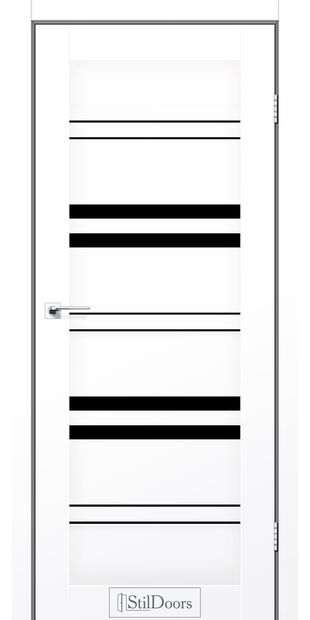 Межкомнатные двери Словения с черным стеклом slovenia-bilij-kristal-z-cornim-sklom