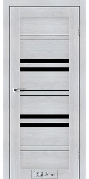 Межкомнатные двери Словения с черным стеклом slovenia-kremove-derevo-z-cornim-sklom