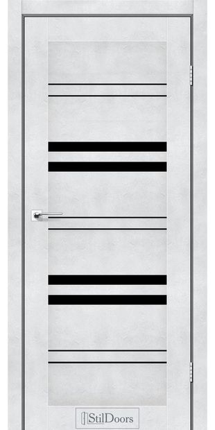 Межкомнатные двери Словения с черным стеклом slovenia-svitlij-beton-z-cornim-sklom