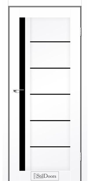 Межкомнатные двери София с чорным стеклом sofia-bilij-matovij-z-cornim-sklom