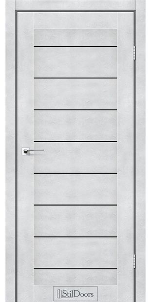 Межкомнатные двери Танзания с черным стеклом tanzania-svitlij-beton-z-cornim-sklom