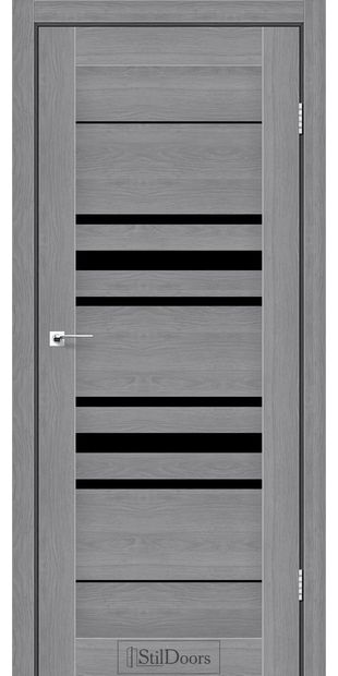 Межкомнатные двери Токио черное стекло tokio-dub-popelastij-z-cornim-sklom