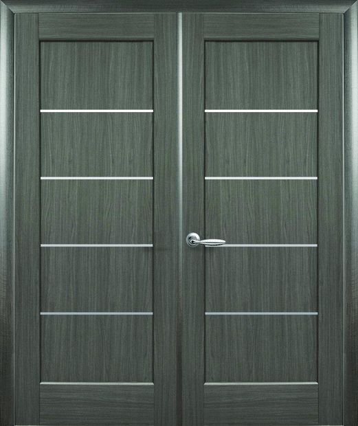 Двери двустворчатые Мира грей делюкс New стекло Сатин, ПВХ DeLuxe Грей