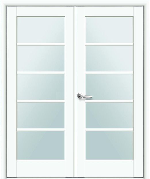 Двери двустворчатые Муза белый мат премиум стекло Сатин, Premium Белый мат