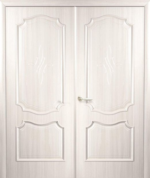 Двери двустворчатые Рока ясень делюкс глухое, ПВХ DeLuxe Ясень