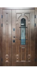 Двойная дверь входная в дом Элегант термо Лучия деревянная панель ArWood орех светлый