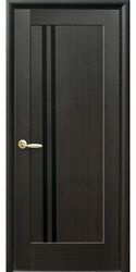 Межкомнатные двери Делла с черным стеклом, ПВХ DeLuxe Венге new