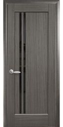 Межкомнатные двери Делла с черным стеклом, ПВХ DeLuxe Серый