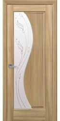 Межкомнатные двери Эскада со стеклом сатин и рисунком Р2, ПВХ DeLuxe Золотой дуб
