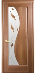 Межкомнатные двери Эскада со стеклом сатин и рисунком Р1, ПВХ DeLuxe Золотая ольха