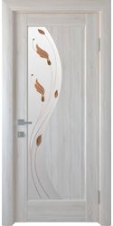Межкомнатные двери Эскада со стеклом сатин и рисунком Р1, ПВХ DeLuxe Ясень New
