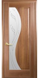 Межкомнатные двери Эскада со стеклом сатин и рисунком Р2, ПВХ DeLuxe Золотая ольха