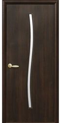 Межкомнатные двери Гармония со стеклом сатин, ПВХ DeLuxe Каштан