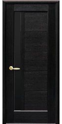 Межкомнатные двери Грета с черным стеклом, ПВХ DeLuxe Венге new