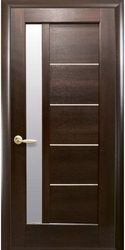 Межкомнатные двери Грета со стеклом сатин, ПВХ DeLuxe Каштан