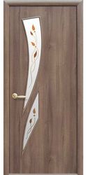 Межкомнатные двери Камея со стеклом сатин и рисунком Р1, ПВХ DeLuxe Золотая ольха