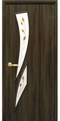 Межкомнатные двери Камея со стеклом сатин и рисунком Р1, Экошпон  Кедр