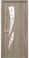 Межкомнатные двери Камея со стеклом сатин и рисунком Р1, Экошпон  Сандал