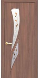 Межкомнатные двери Камея со стеклом сатин и рисунком Р1, Экошпон  Ольха 3D