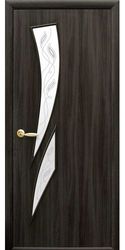 Межкомнатные двери Камея со стеклом сатин и рисунком Р2, Экошпон  Кедр
