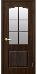 Межкомнатные двери Классик со стеклом сатин, ПВХ DeLuxe Орех premium