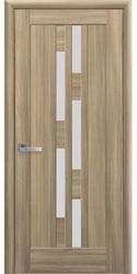 Межкомнатные двери Лаура со стеклом сатин, ПВХ DeLuxe Золотой дуб