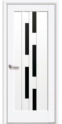 Межкомнатные двери Лаура с черным стеклом, Premium Белый матовый