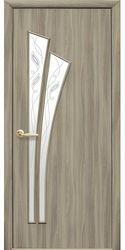 Межкомнатные двери Лилия со стеклом сатин и рисунком Р2, Экошпон  Сандал