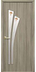 Межкомнатные двери Лилия со стеклом сатин и рисунком Р1, Экошпон  Сандал