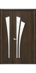 Межкомнатные двери Лилия со стеклом сатин и рисунком, ПВХ DeLuxe Венге New