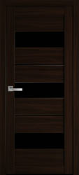Межкомнатные двери Лилу с черным стеклом, Экошпон  Венге Brown