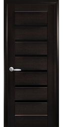 Межкомнатные двери Линнея с черным стеклом, ПВХ DeLuxe Венге new