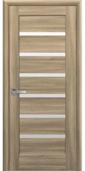 Межкомнатные двери Линнея со стеклом сатин, ПВХ DeLuxe Золотой дуб