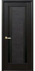 Межкомнатные двери Луиза с черным стеклом, ПВХ DeLuxe Венге new