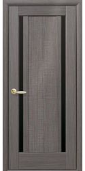 Межкомнатные двери Луиза с черным стеклом, ПВХ DeLuxe Серый