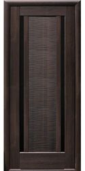 Межкомнатные двери Луиза с черным стеклом, ПВХ DeLuxe Каштан