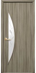 Межкомнатные двери Луна со стеклом сатин и рисунком Р2, Экошпон  Сандал