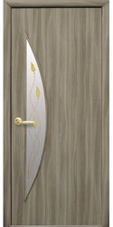 Межкомнатные двери Луна со стеклом сатин и рисунком Р1, Экошпон  Сандал