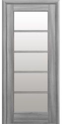 Межкомнатные двери Муза со стеклом сатин, ПВХ DeLuxe Бук Пепельный