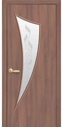 Межкомнатные двери Парус со стеклом сатин и рисунком Р2, Экошпон  Ольха 3D