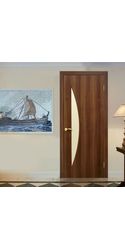 Дверь "Омис" Парус ПВХ (стекло сатин с контурным рисунком)