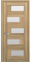 Межкомнатные двери Пиана со стеклом сатин, ПВХ DeLuxe Золотой дуб